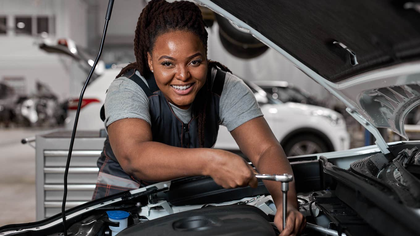 Female auto shop worker