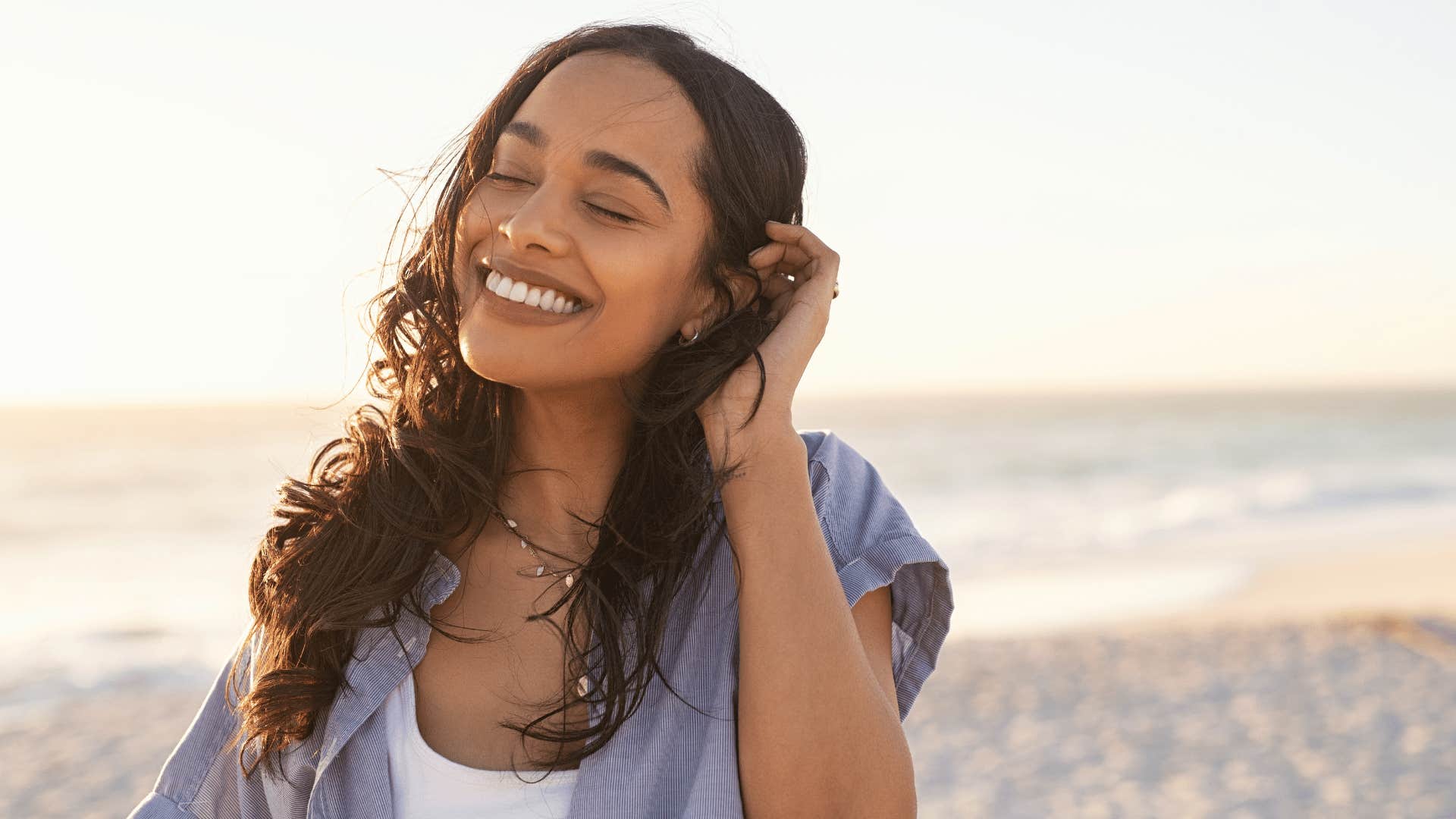 smiling woman on beach