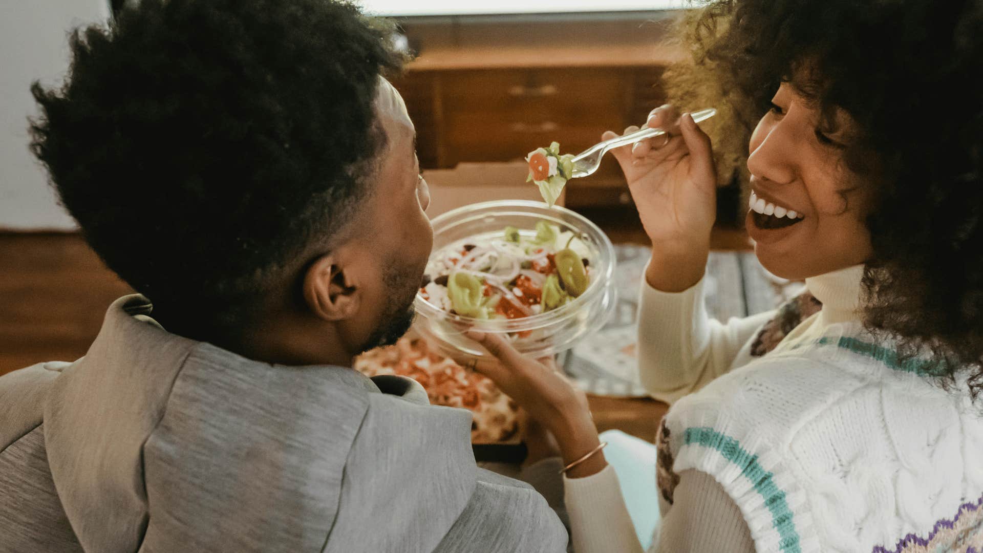 couple enjoying a meal together