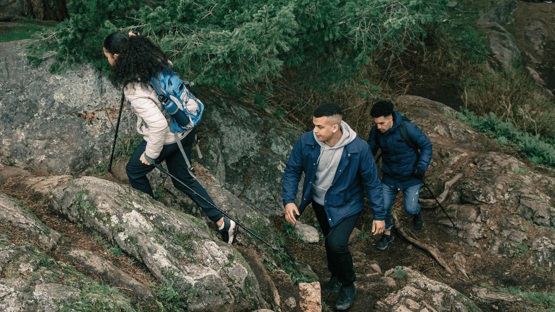 group of friends hiking together