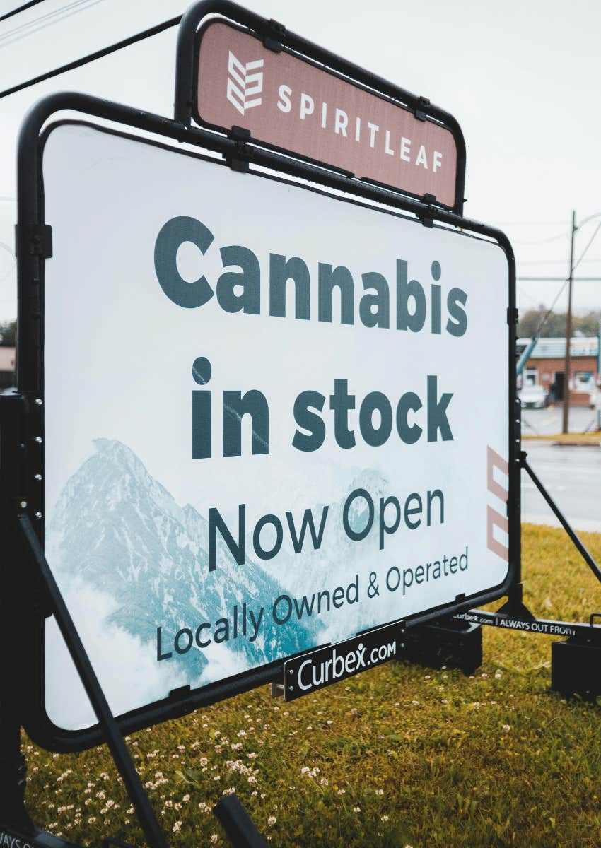 billboard sign marketing a cannabis store