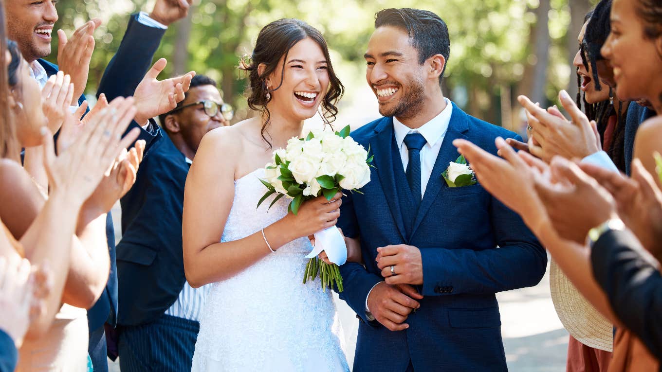 Bride and groom at wedding