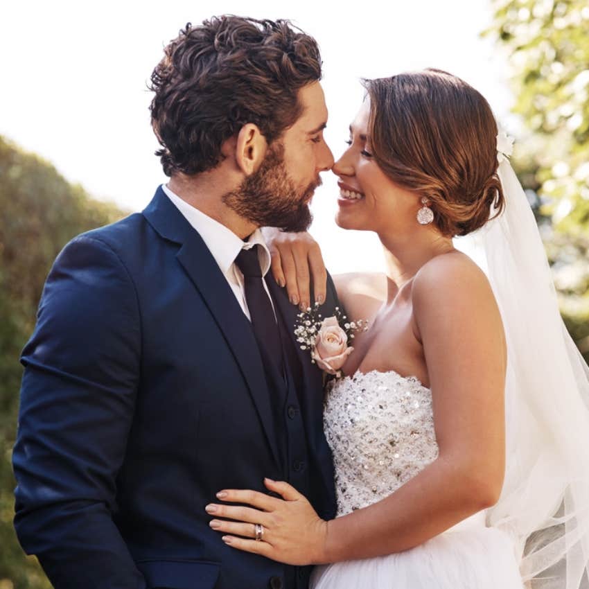 bride and groom on wedding day