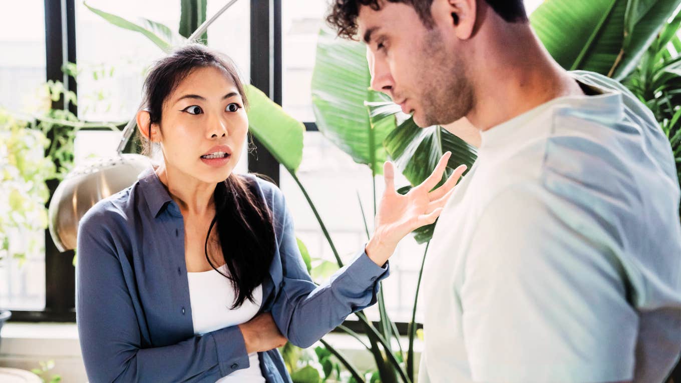 Couple in argument needing to control temper. 