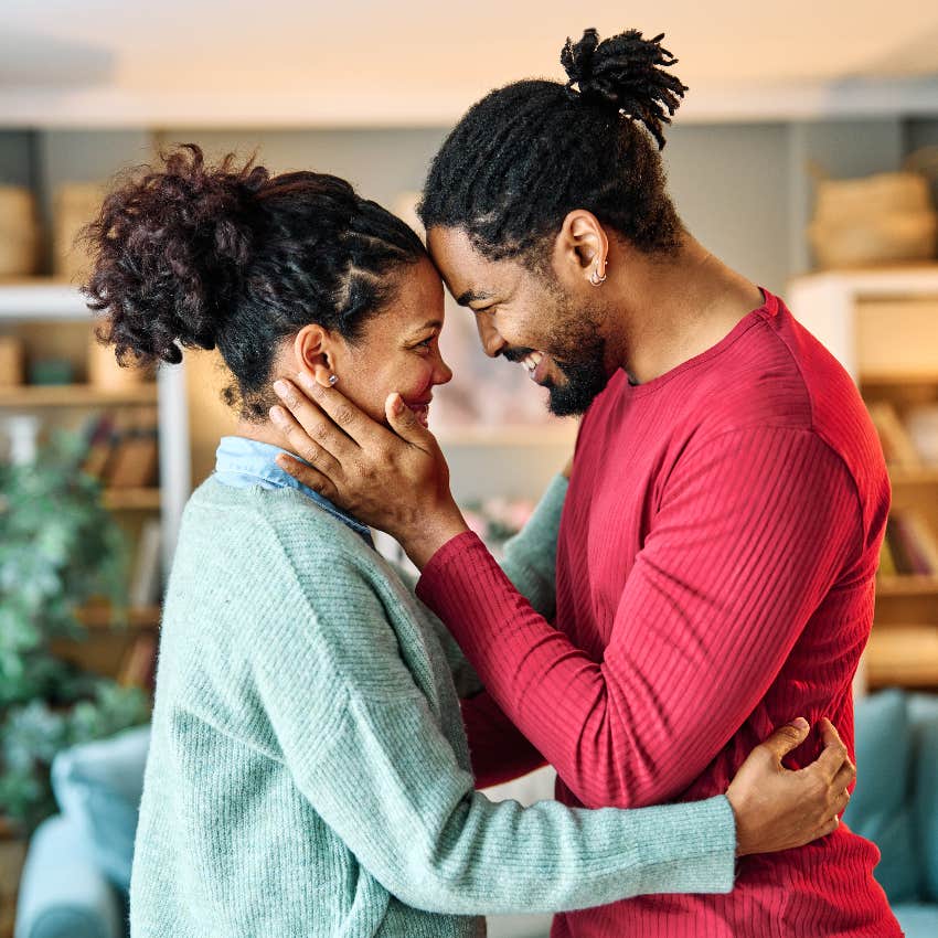 Couple in love embracing