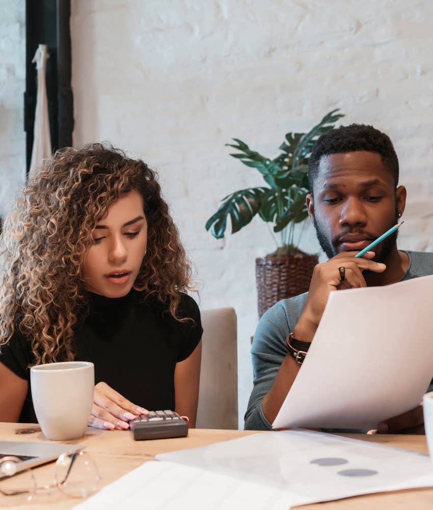 couple going through finances