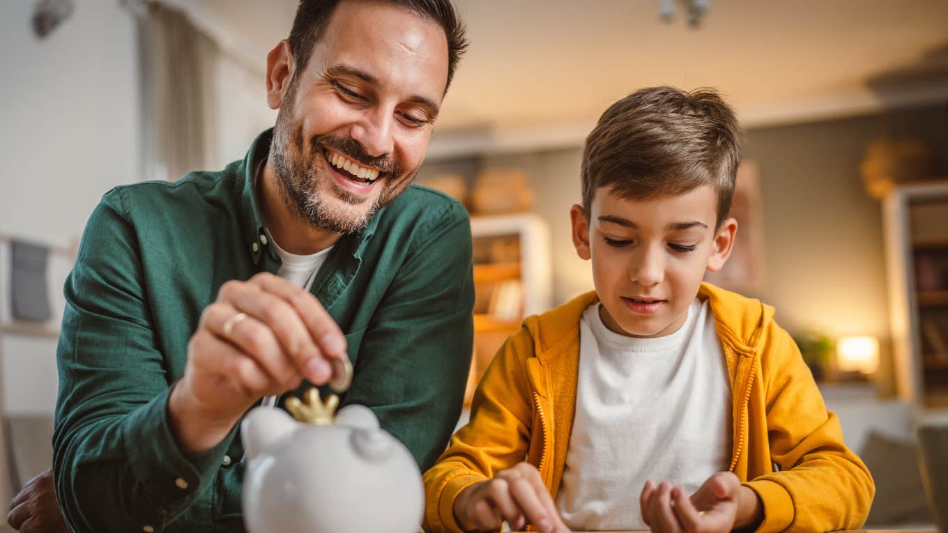 father trying to talk to his son about money