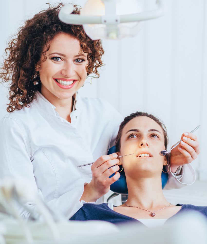 female dentist with patient