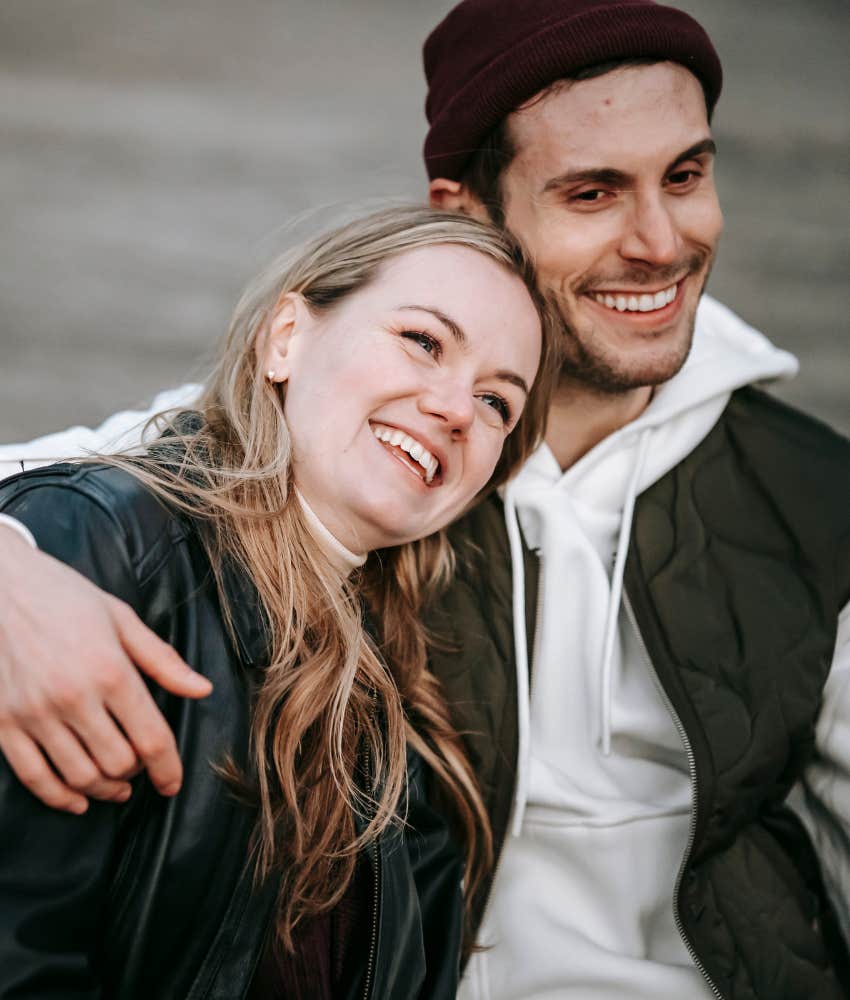 happy young couple smiling