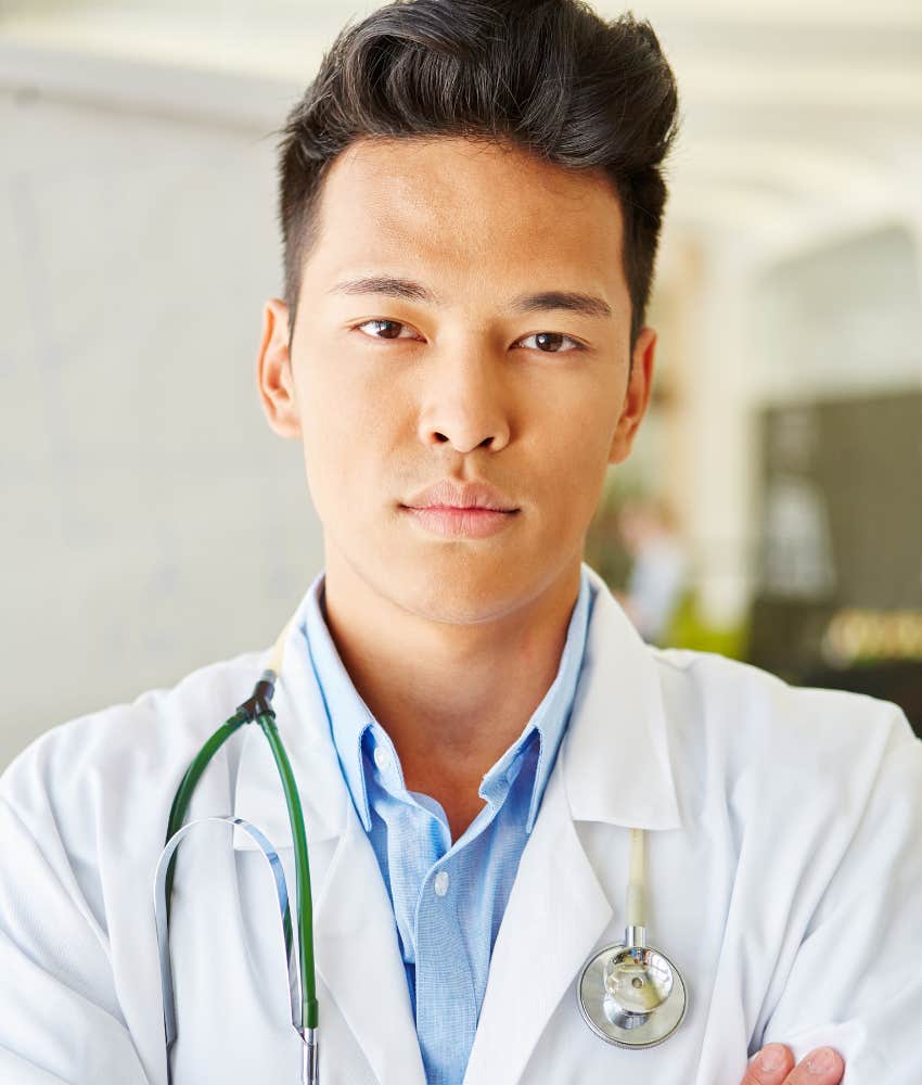 Male doctor wearing lab coat