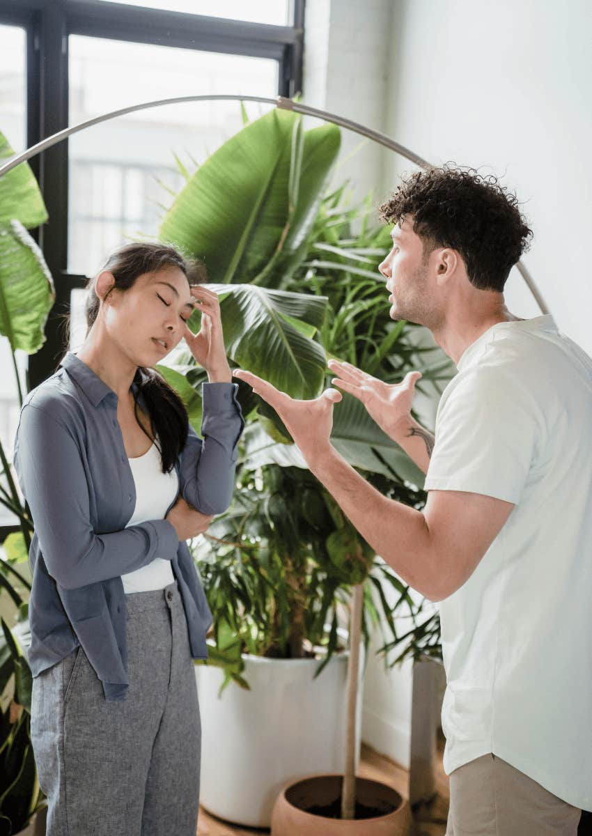 frustrated woman with complaining man