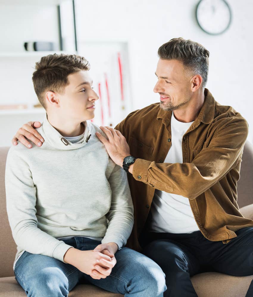 dad talking to teen daughter's boyfriend