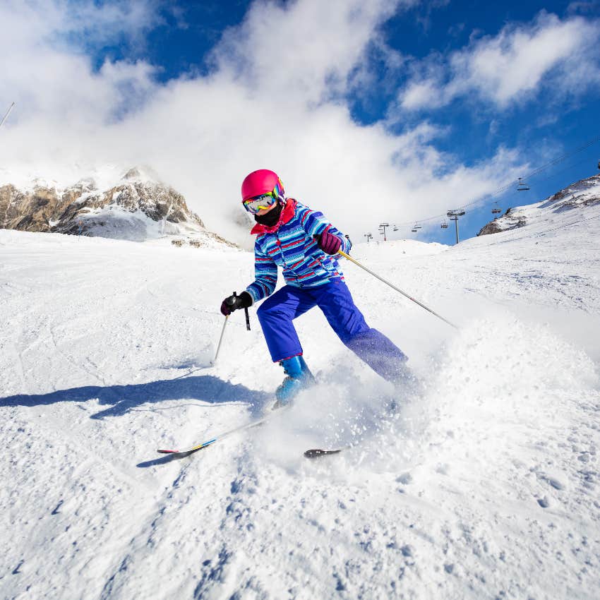 Young girl skiing