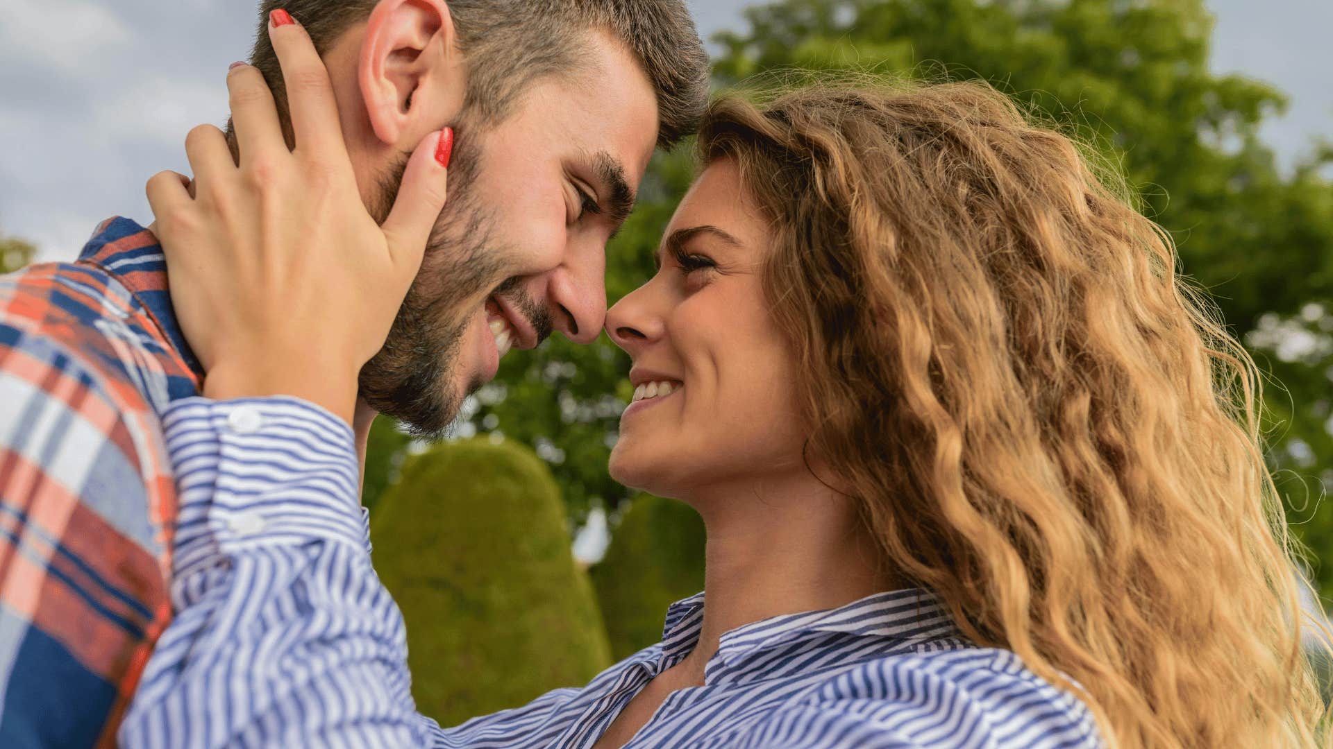 couple with shiny hair