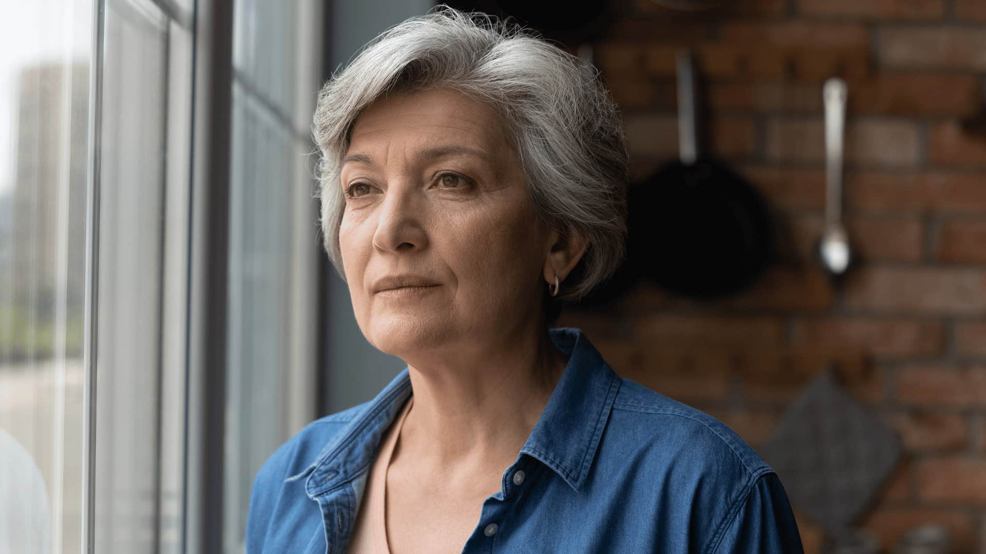 grandmother looking out of window