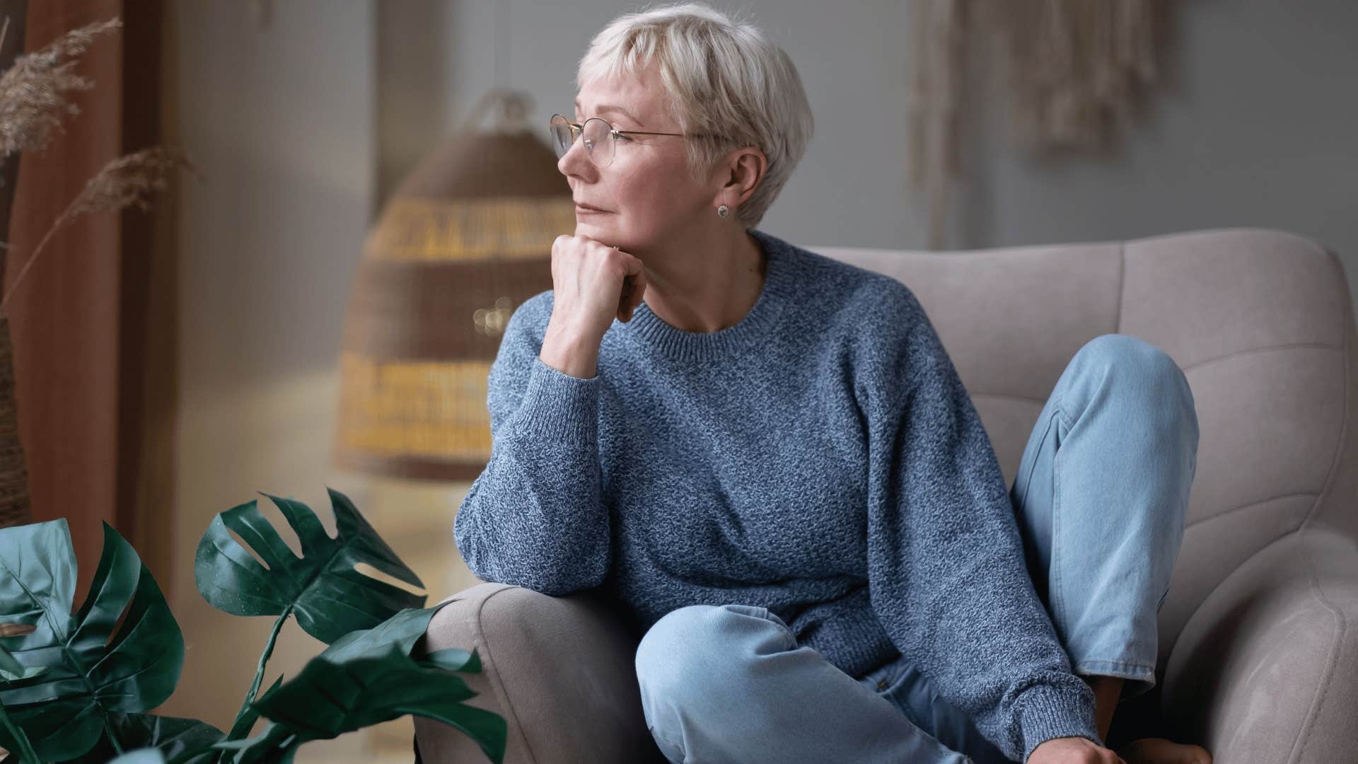 grandparent reflecting while sitting down