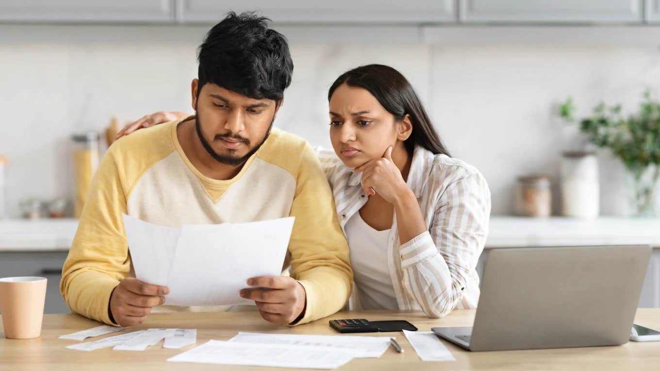 Husband reading wife's bad resume