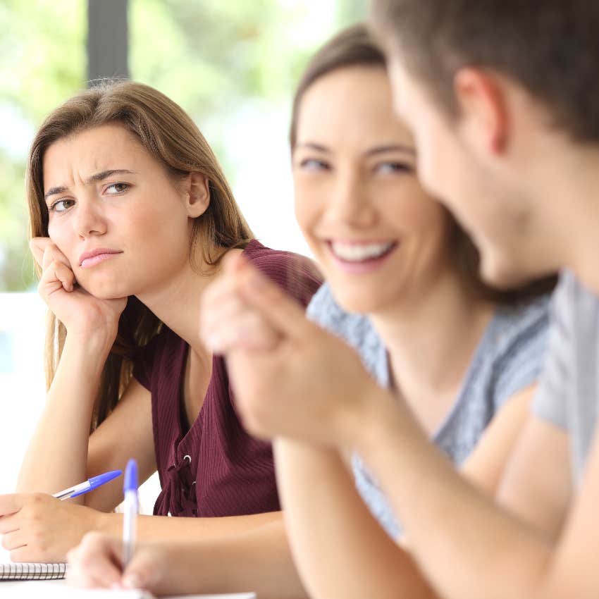 Jealous woman in miserable relationship