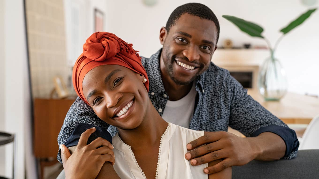 smiling happy wife and husband