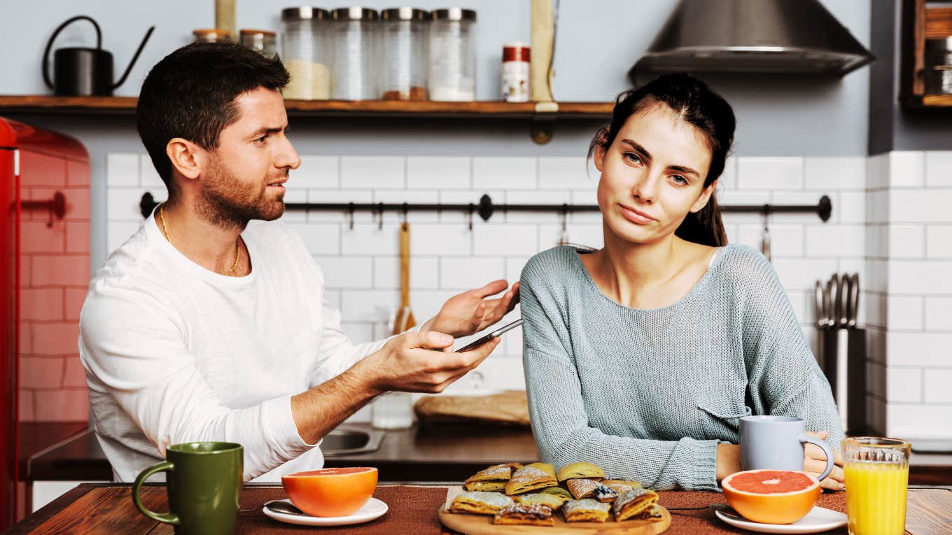 French chef husband, berating wife's physical appearance over beignets. 