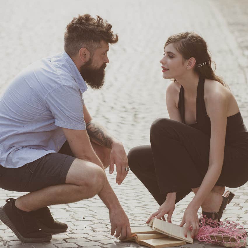 Couple in a karmic relationship experiencing love at first sight