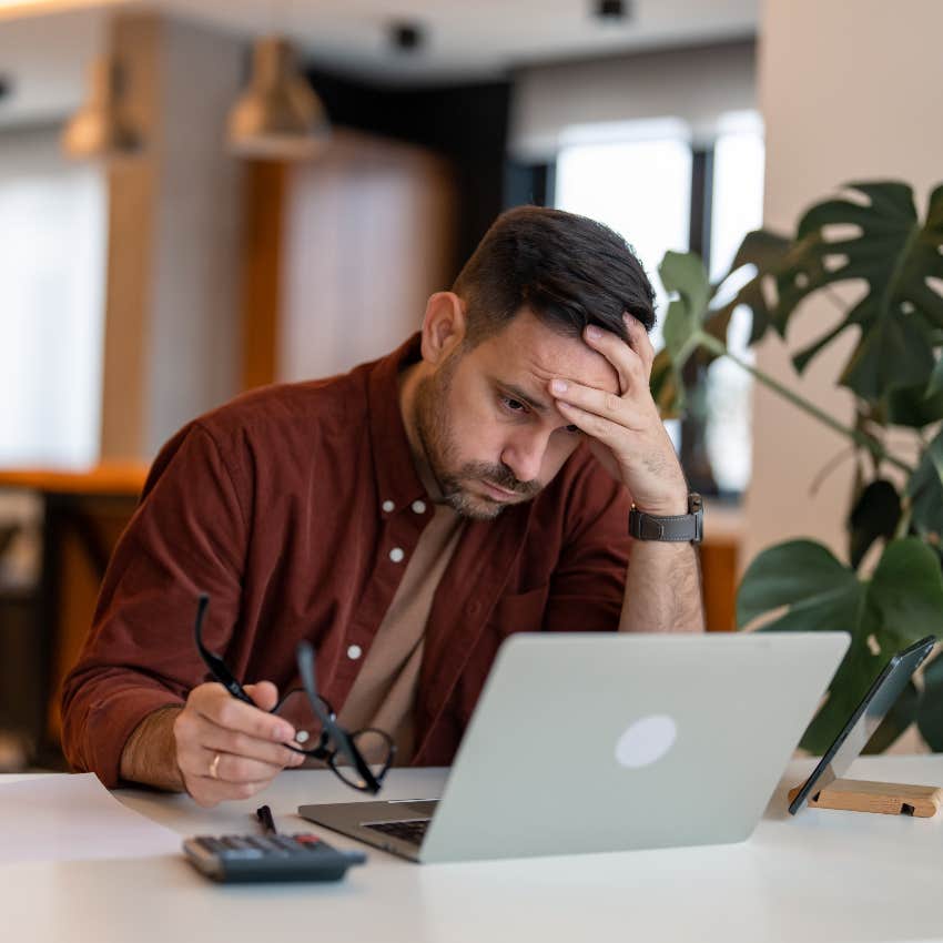 Man stressed about the cost of college