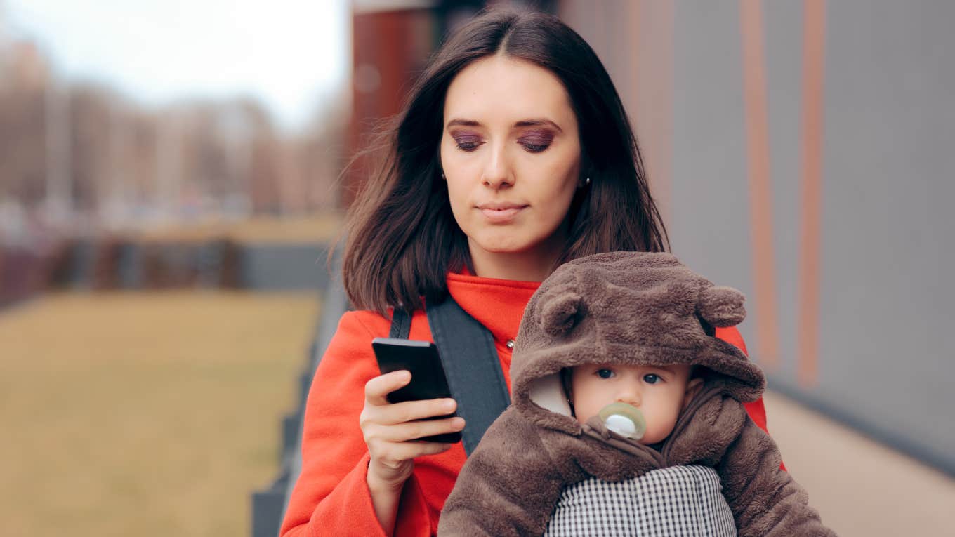 Judgmental mom sending text intent to shame conservative parents