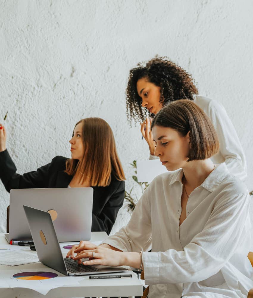 women working in an office together