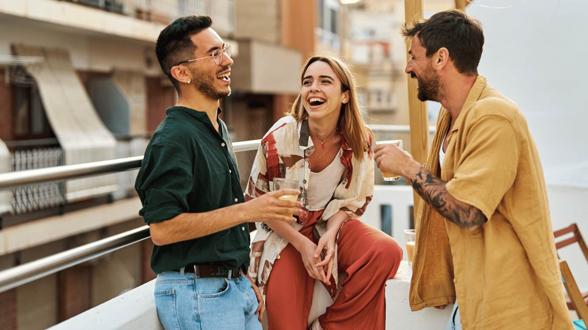 group of friends chatting and laughing