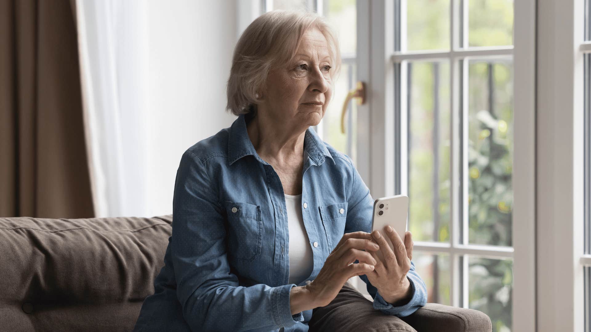 old woman on phone