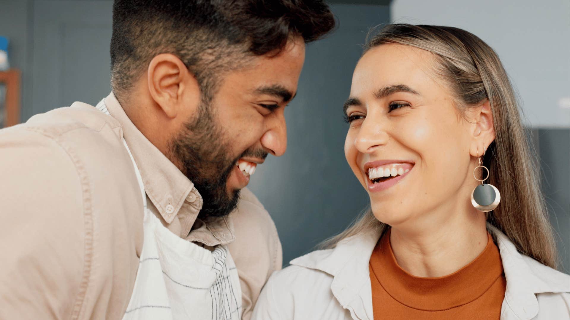 two people laughing