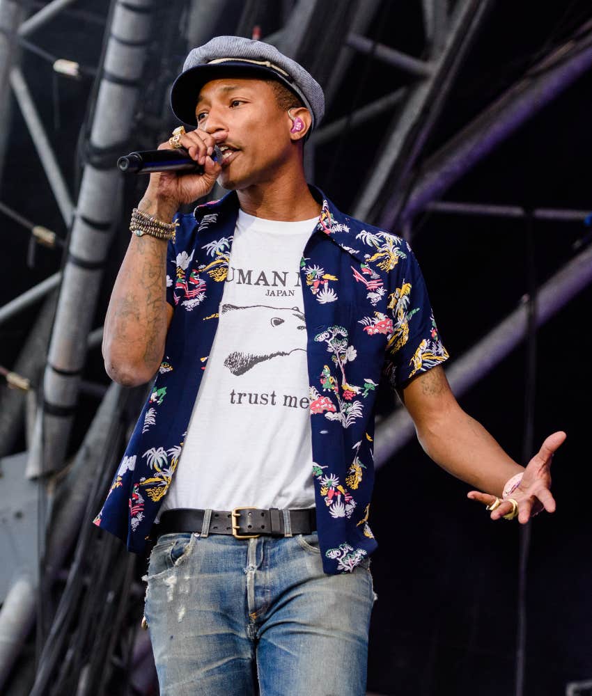 Pharrell Williams singing on stage