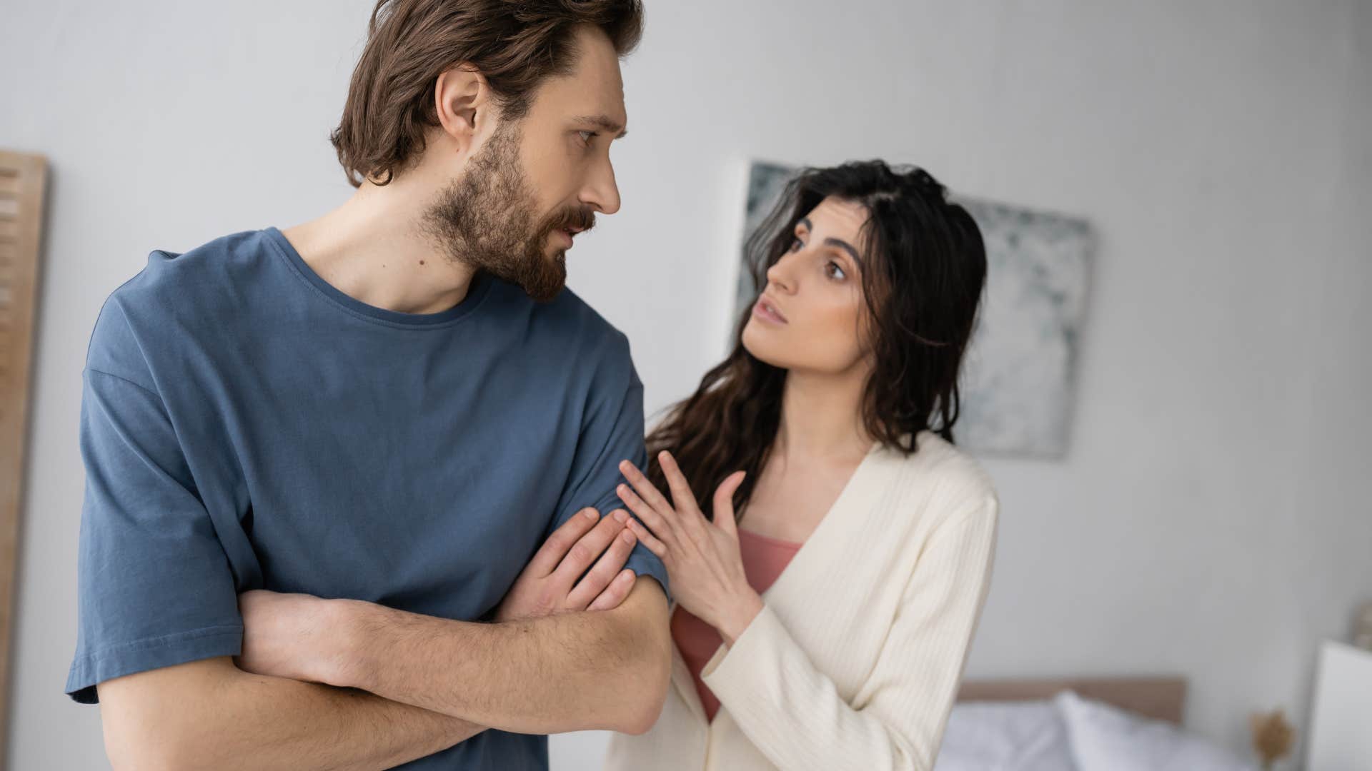 Couple having an argument at home.