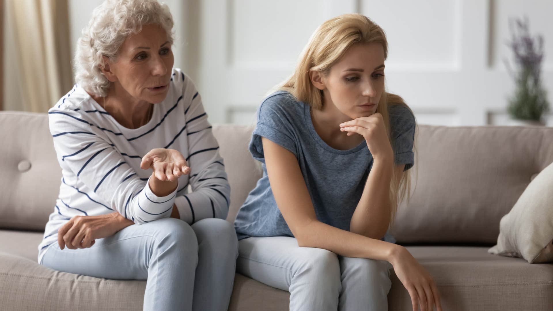 Adult woman arguing with her daughter.