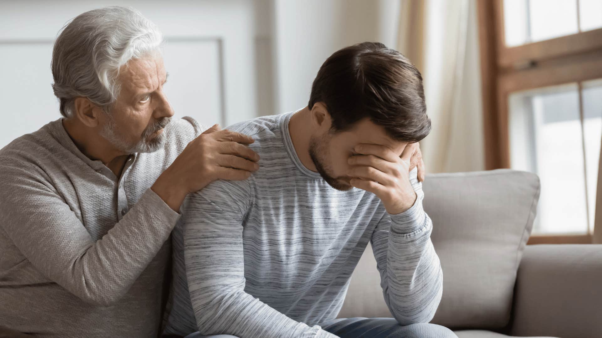 man with his older father