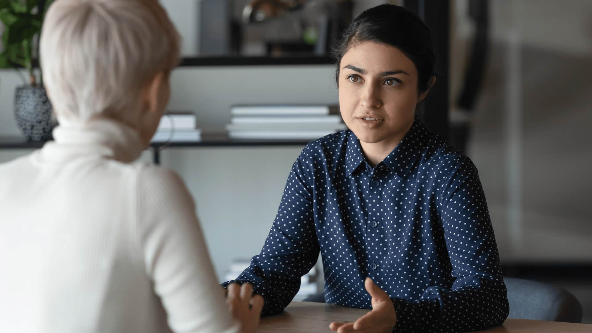 two women talking 