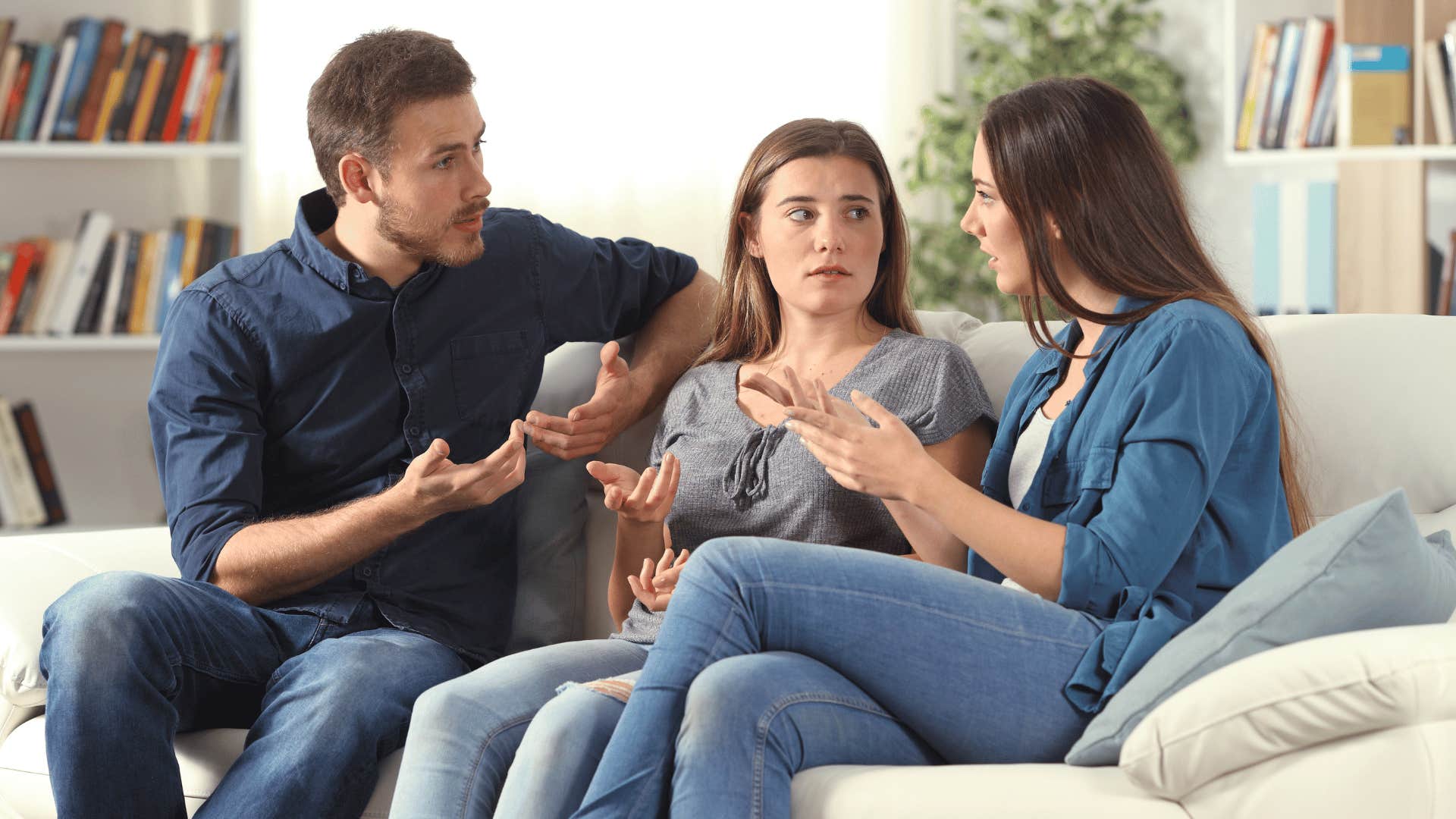 people arguing on couch