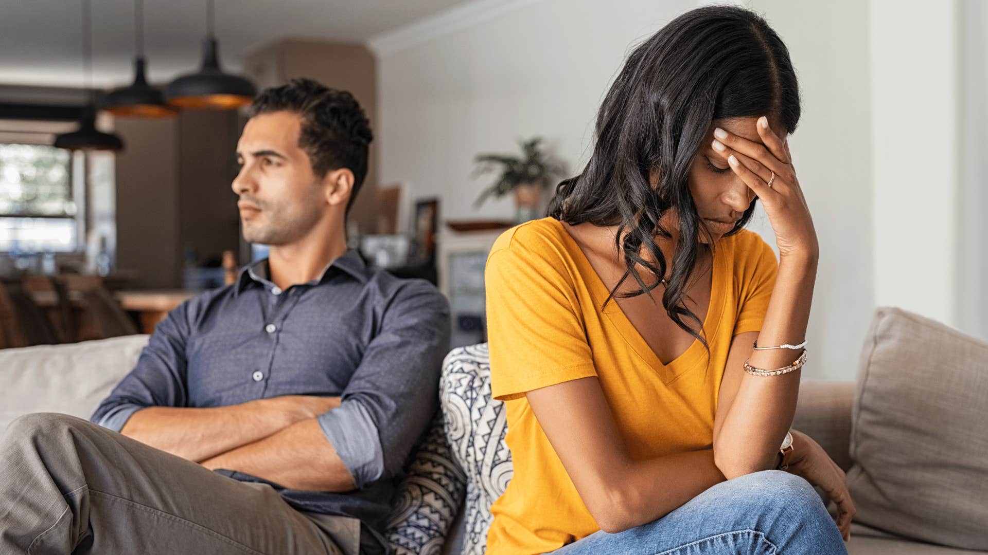 couple ignoring each other