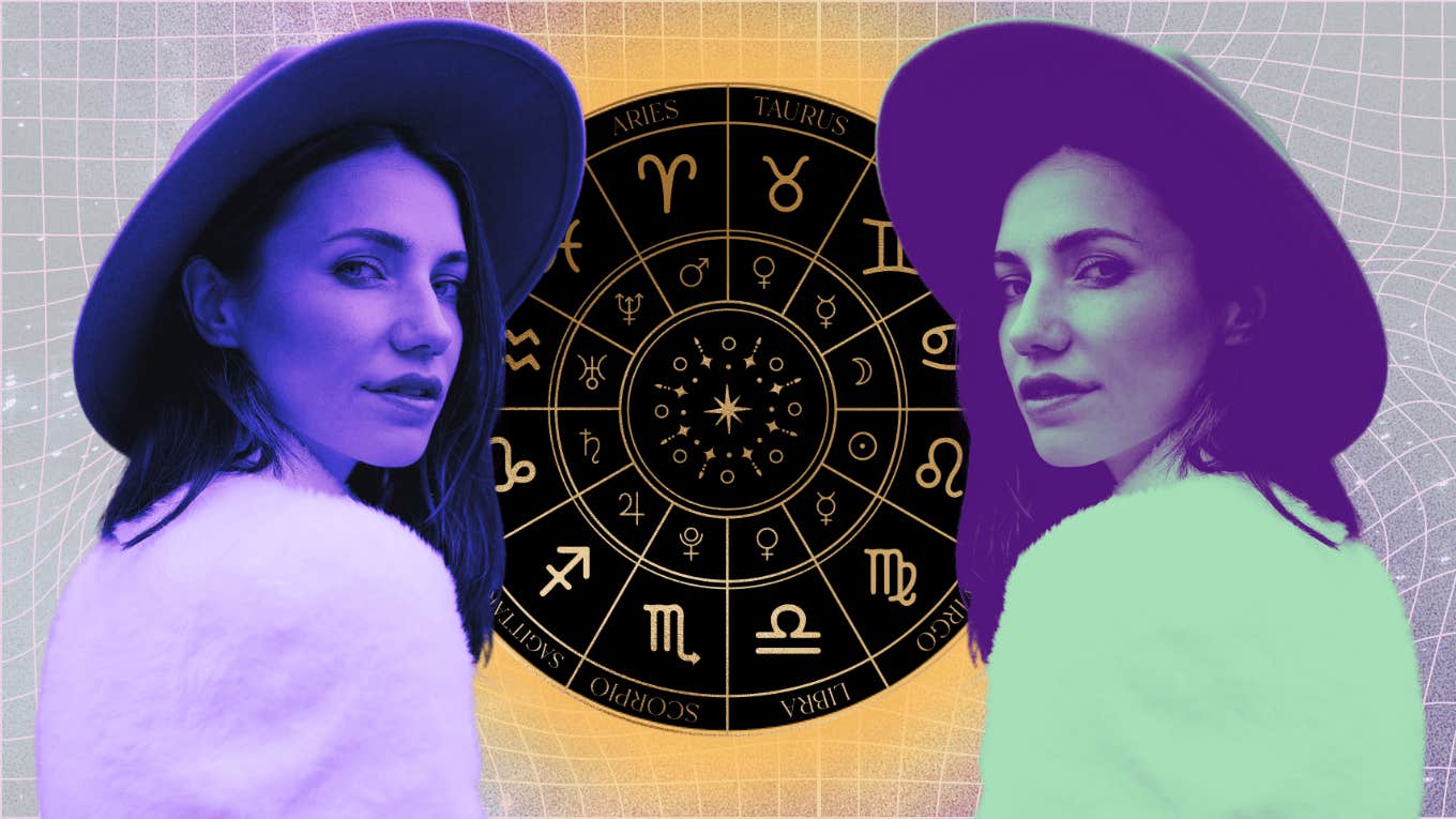 duplicate woman showing polar opposite zodiac signs similar traits