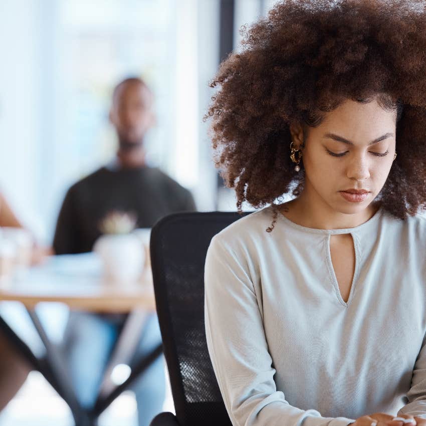 Quiet woman working