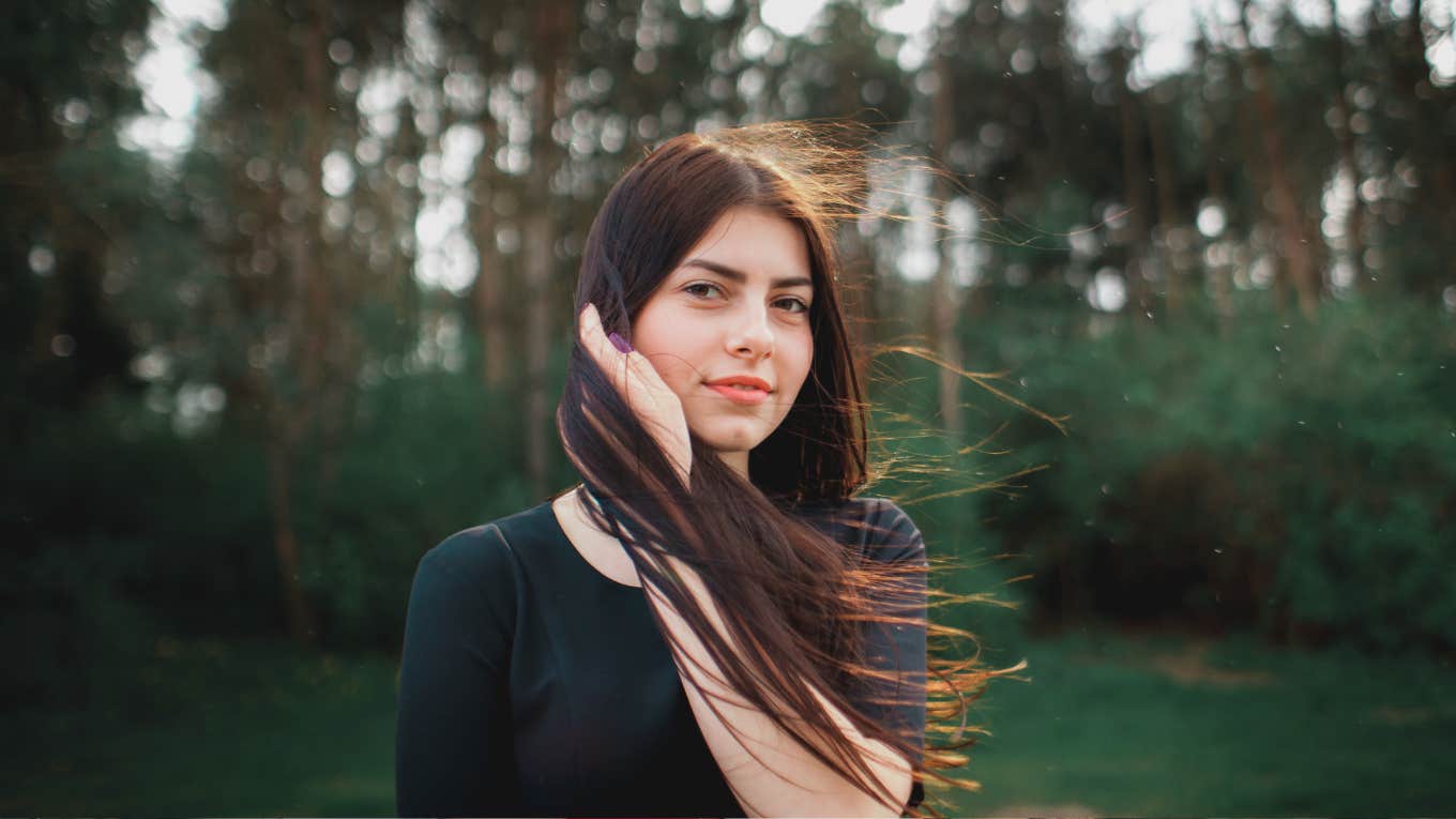 Beautiful young girl in nature