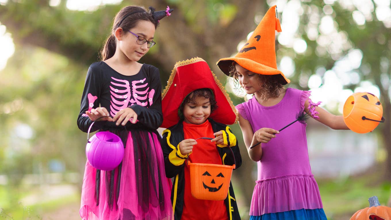 Kids trick or treating on Halloween