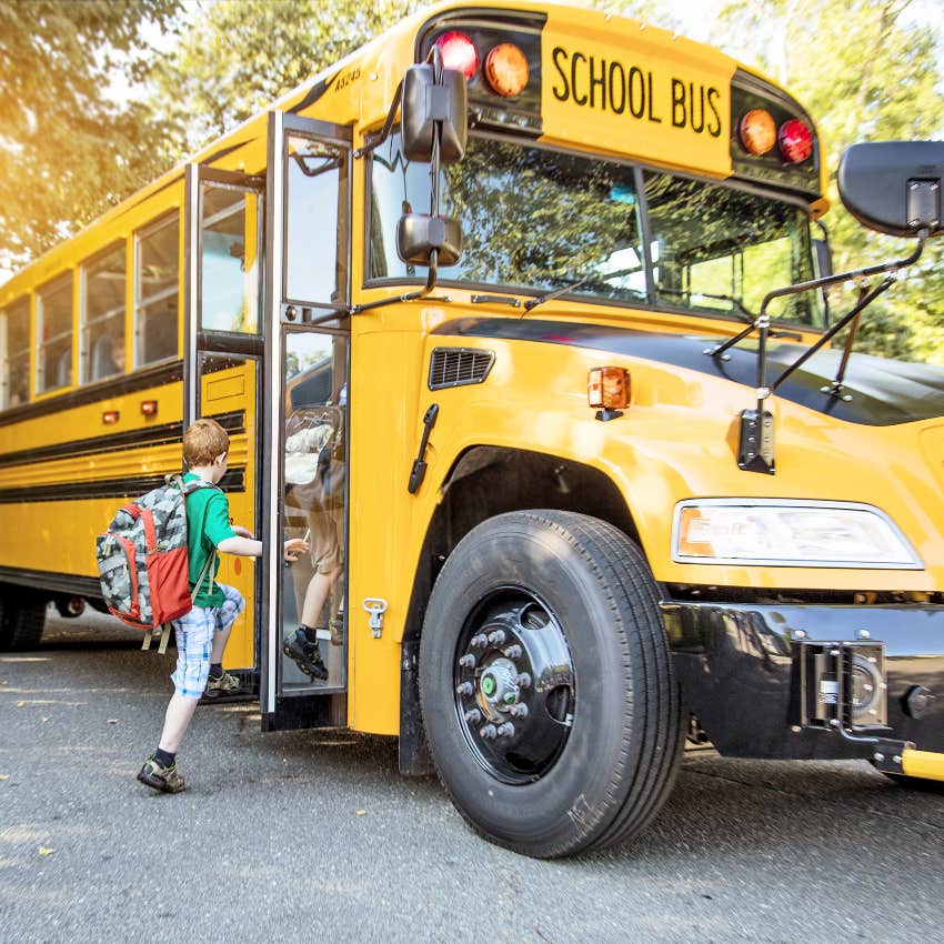 Mom's autistic son boarding the school bus