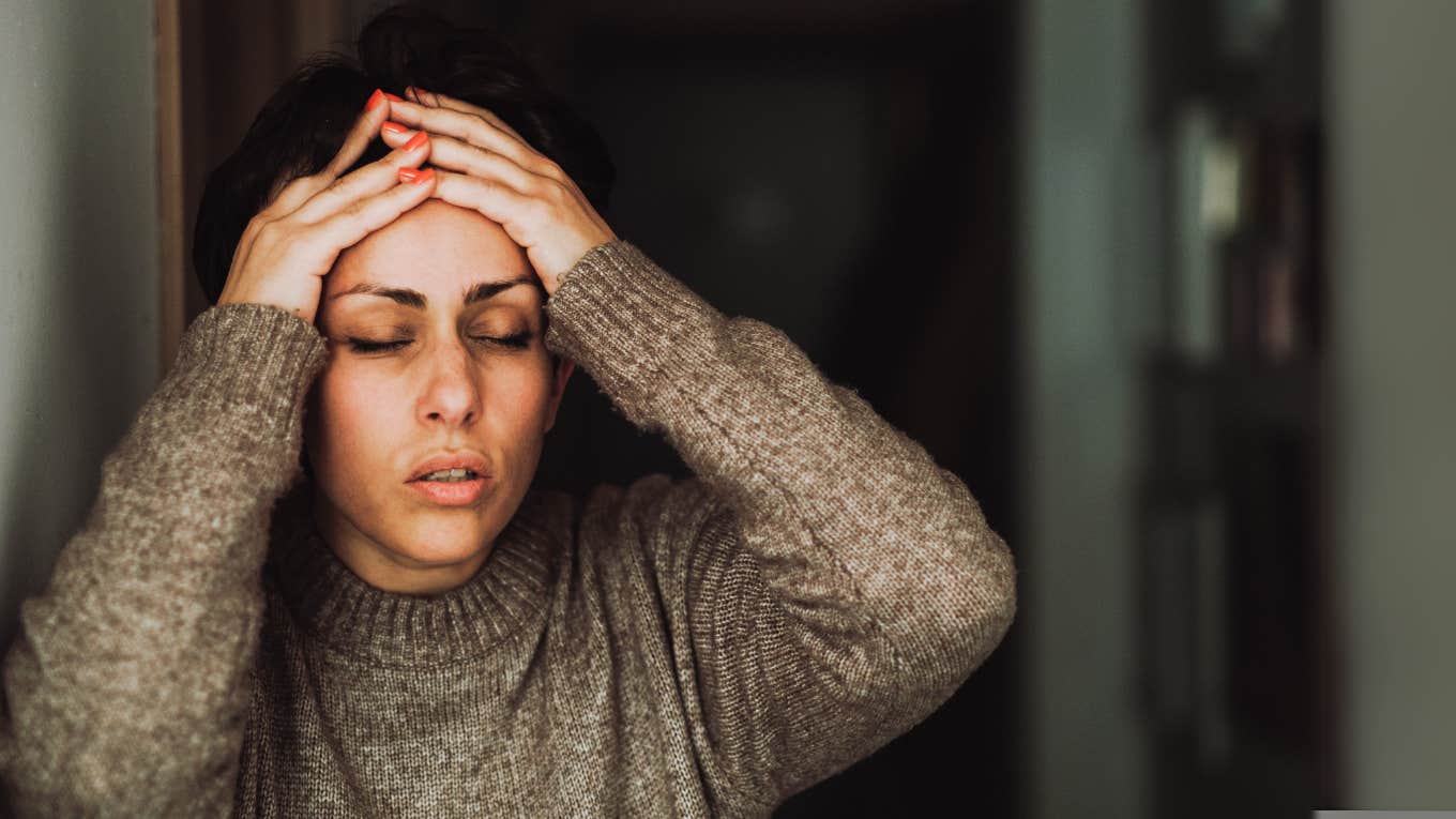 Distressed mother after learning about the secret her husband kept from her. 