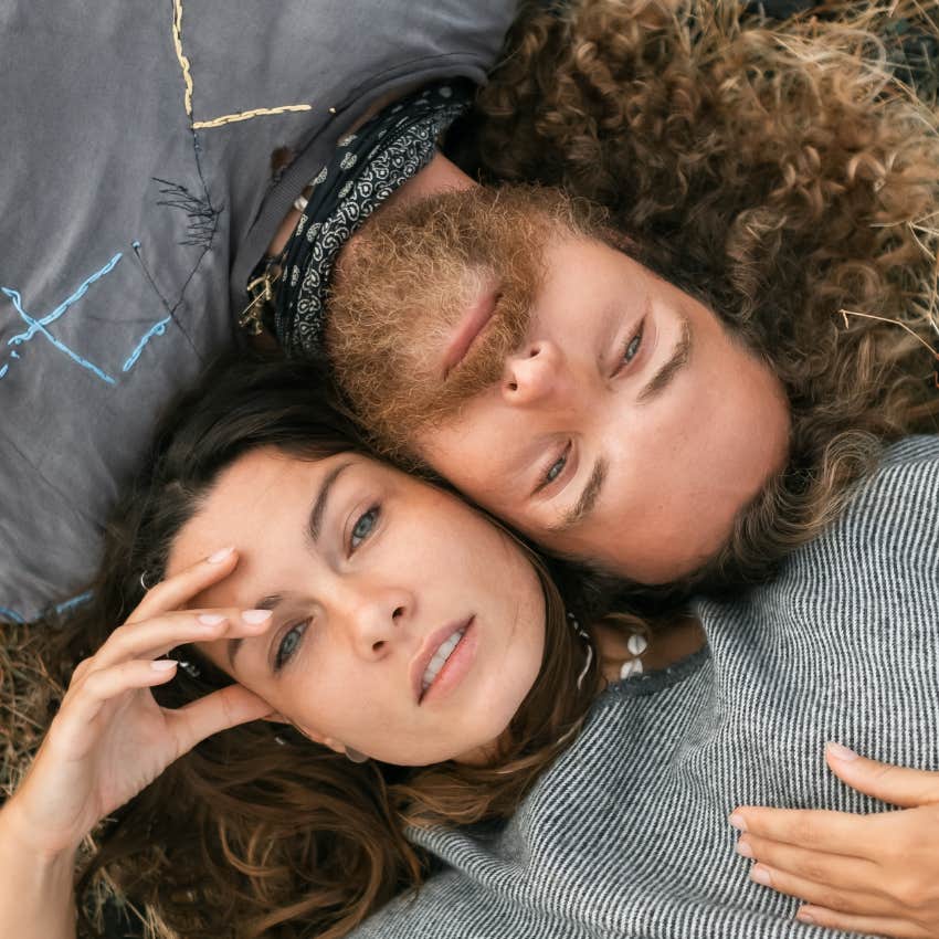 Close-up portrait of the beautiful faces of a couple in love