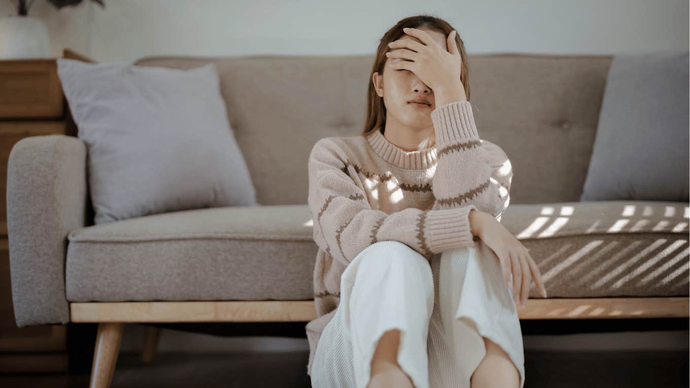 woman sitting alone