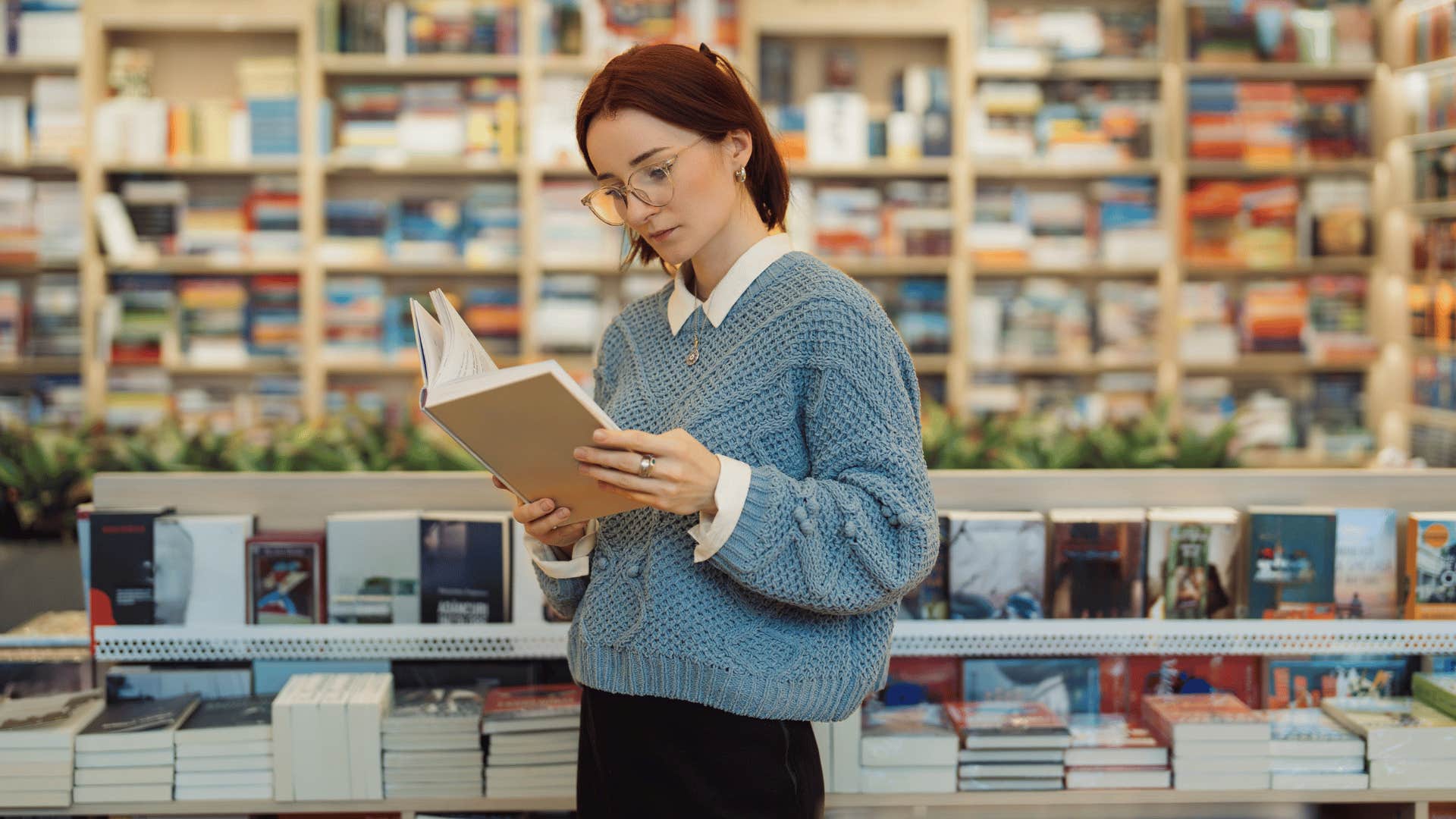 woman reading book