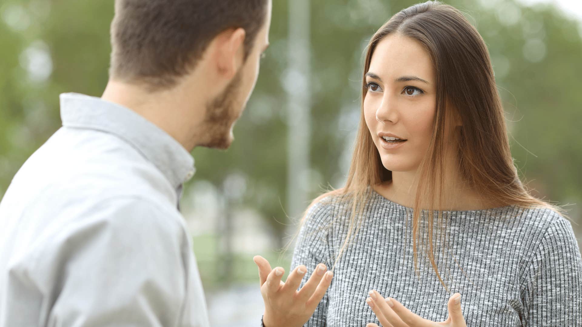 couple talking outside