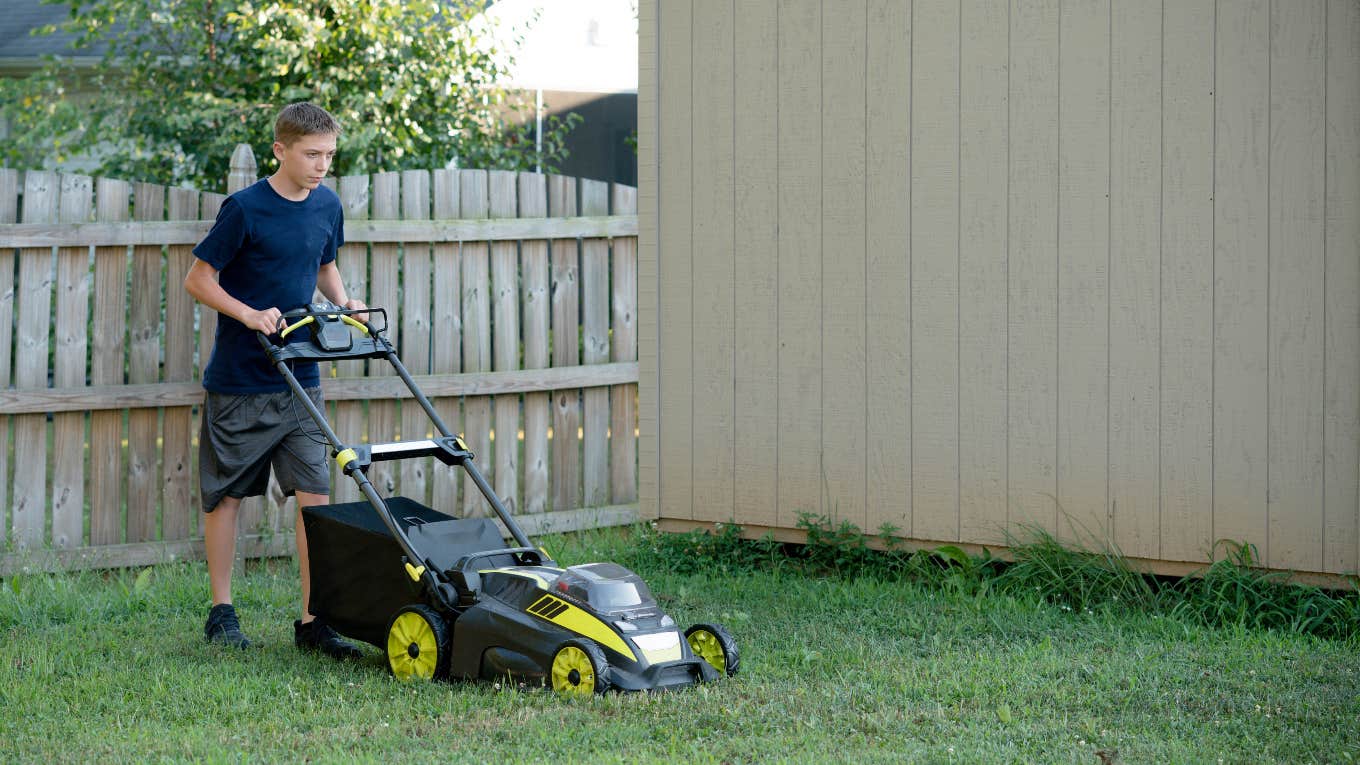 Teen mowing neighbors lawn without permission