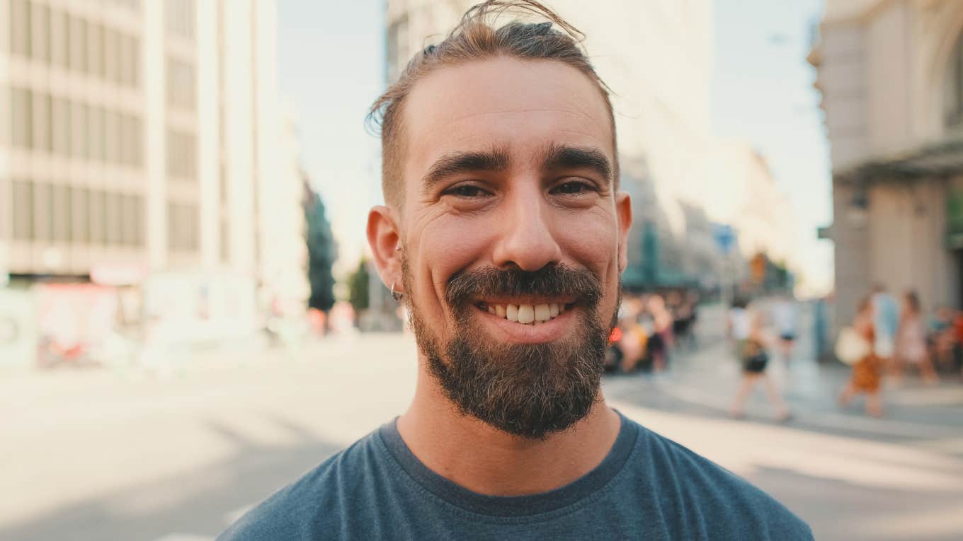 happy smiling man with a beard